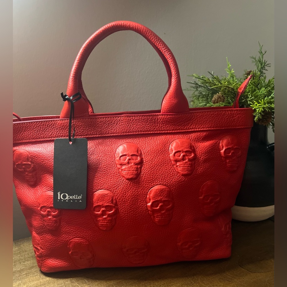 IO Pelle Red Satchel/Crossbody Bag (NWT)